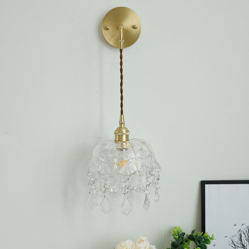 1-Light Modern Nordic Gold Wall Lights Glass Wall Mounted Lamps for Bedroom