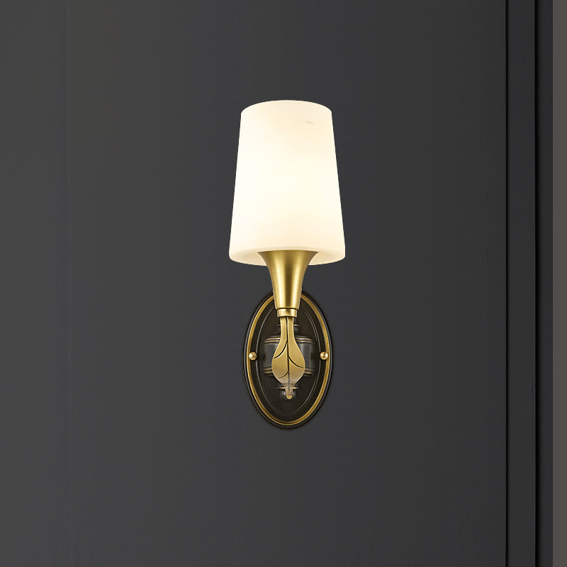 Cone Brass Wall Lamps 1-Light Modern Nordic Wall Mount Lamp for Bedroom