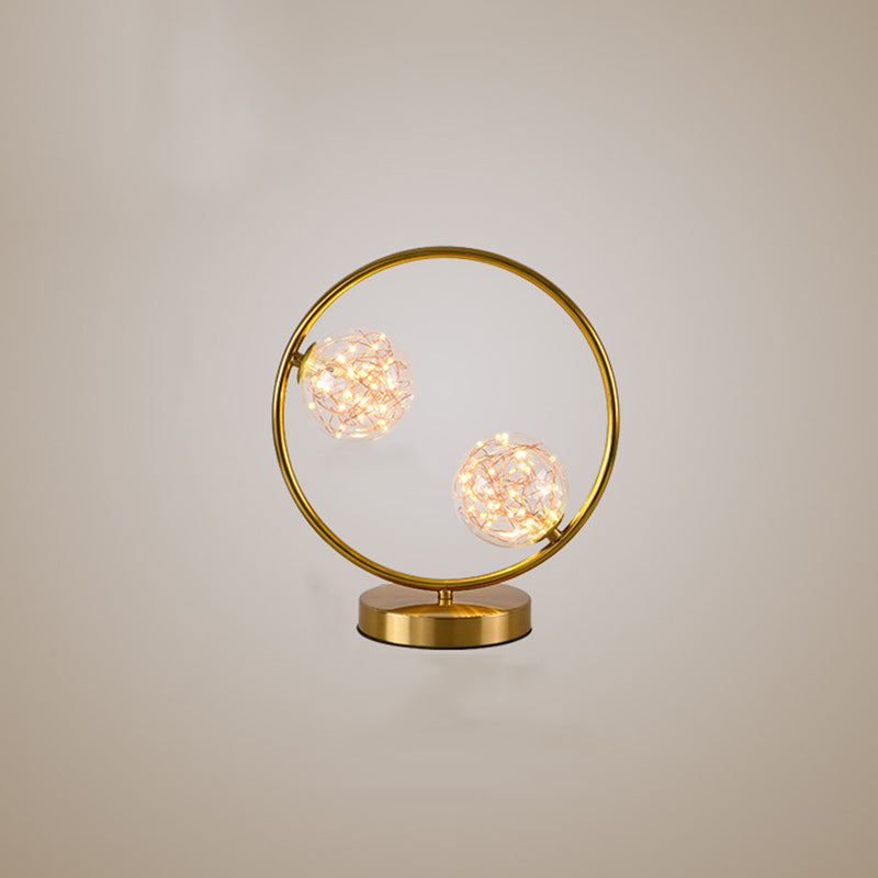 Nordic Starry LED Night Lamp Clear Glass Bedside Table Light with Ball Shade in Gold