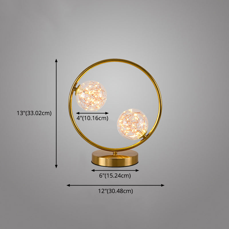 Nordic Starry LED Night Lamp Clear Glass Bedside Table Light with Ball Shade in Gold