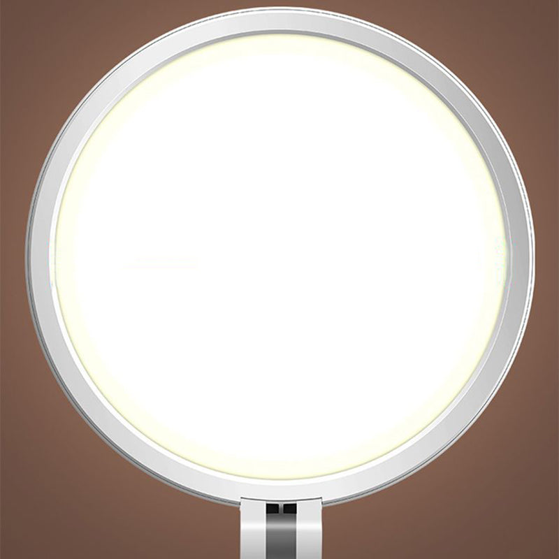 White Circular Rechargeable Desk Lamp Minimalist LED Plastic Reading Book Light for Bedroom