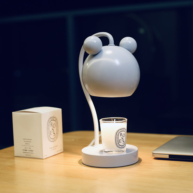Macaron Melting Wax Warmer Table Lamp Metallic 1-Light Bedroom Nightstand Light with Dome Shade