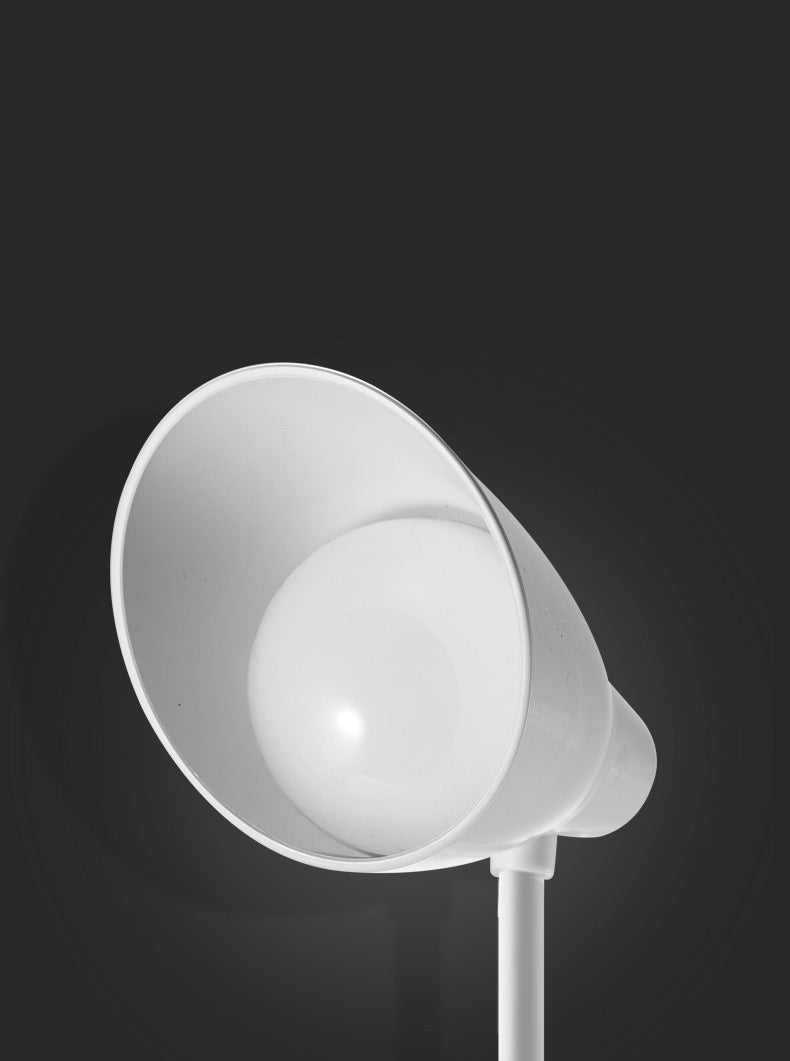 White Bud Shaped USB Study Lamp Modern Plastic LED Desk Light with Flexible Gooseneck Arm