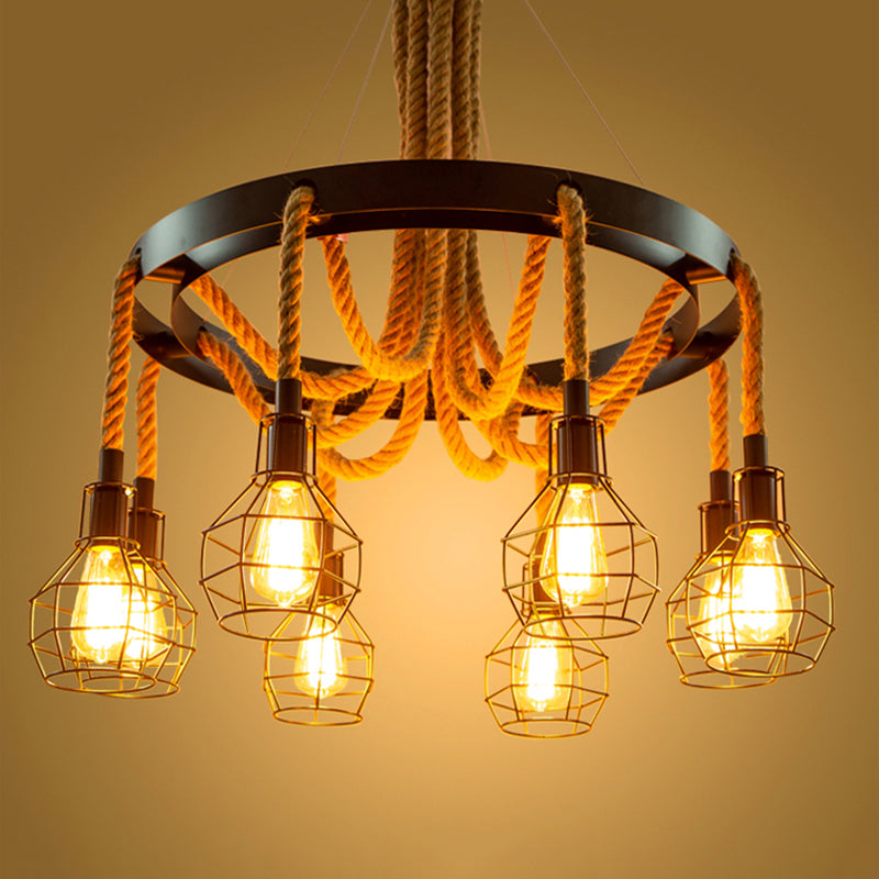 Stile industriale Legno sospeso lampadario Bronzo Bronzo Lampada sospesa per bar