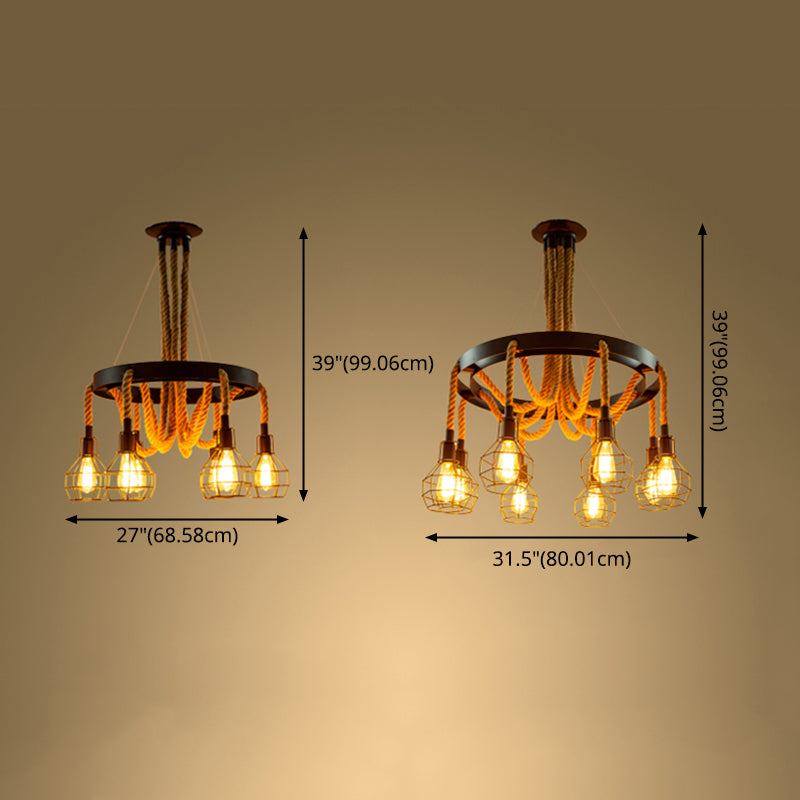 Stile industriale Legno sospeso lampadario Bronzo Bronzo Lampada sospesa per bar