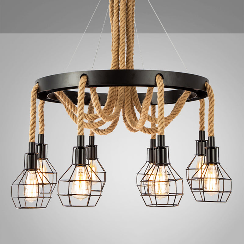 Stile industriale Legno sospeso lampadario Bronzo Bronzo Lampada sospesa per bar