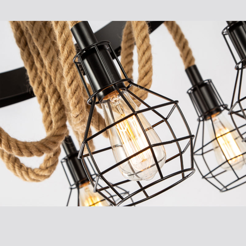 Stile industriale Legno sospeso lampadario Bronzo Bronzo Lampada sospesa per bar