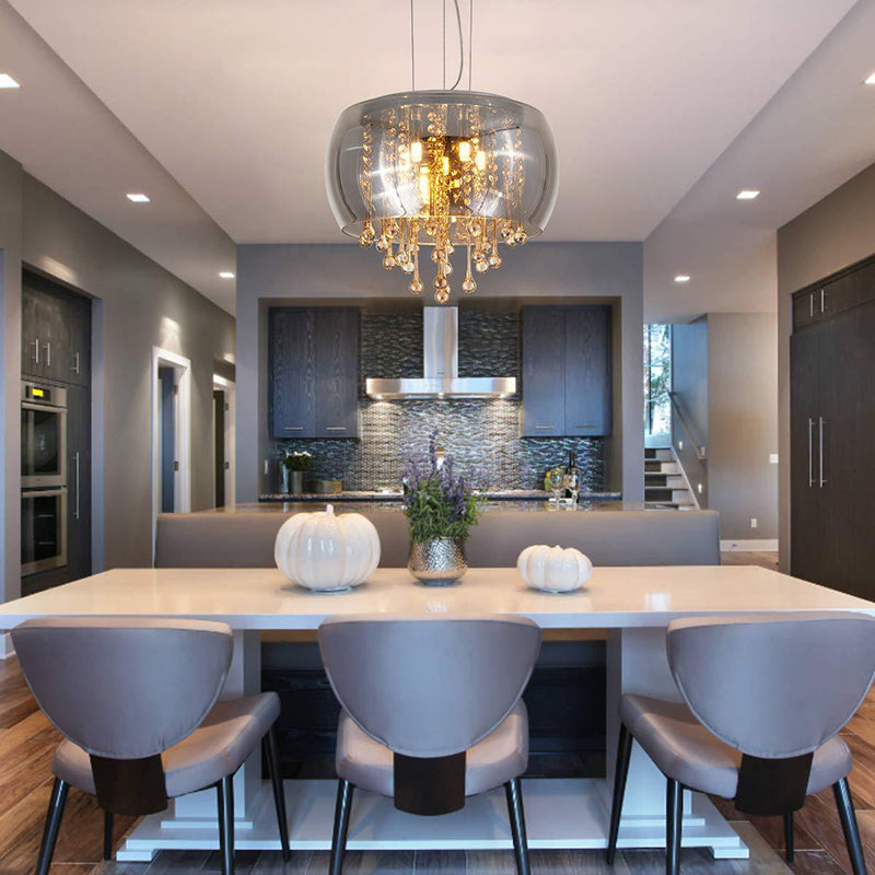 Ultra-modern Simplicity Drum Multi Light Pendant Glass Suspension Pendant Light for Restaurant