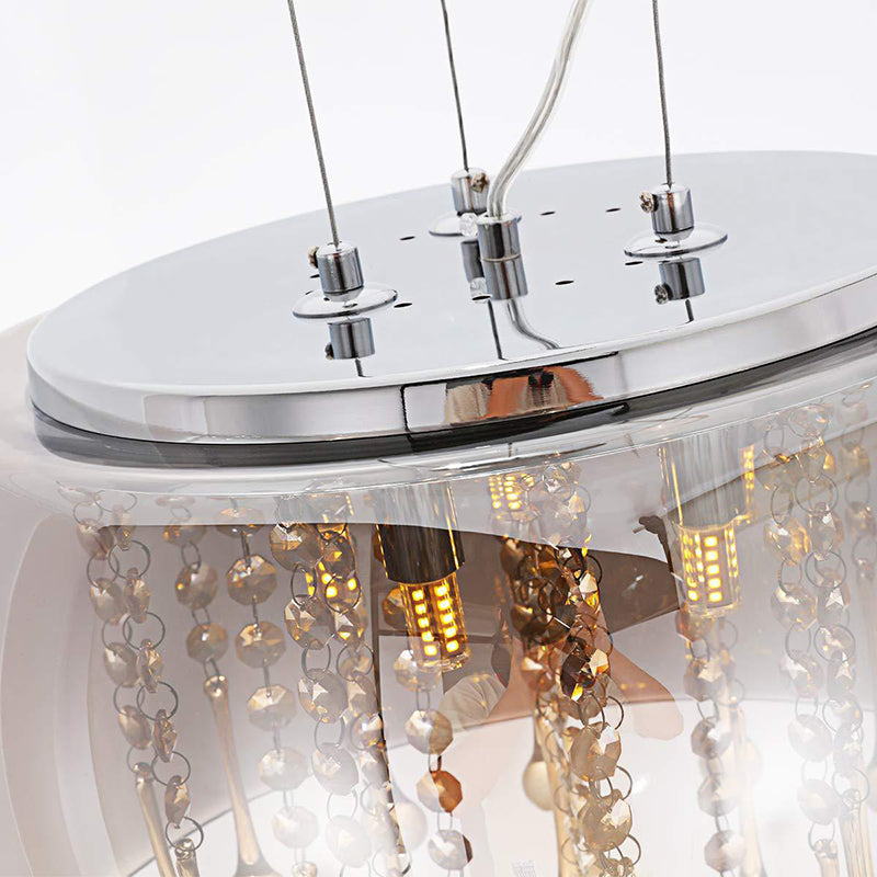 Ultra-modern Simplicity Drum Multi Light Pendant Glass Suspension Pendant Light for Restaurant