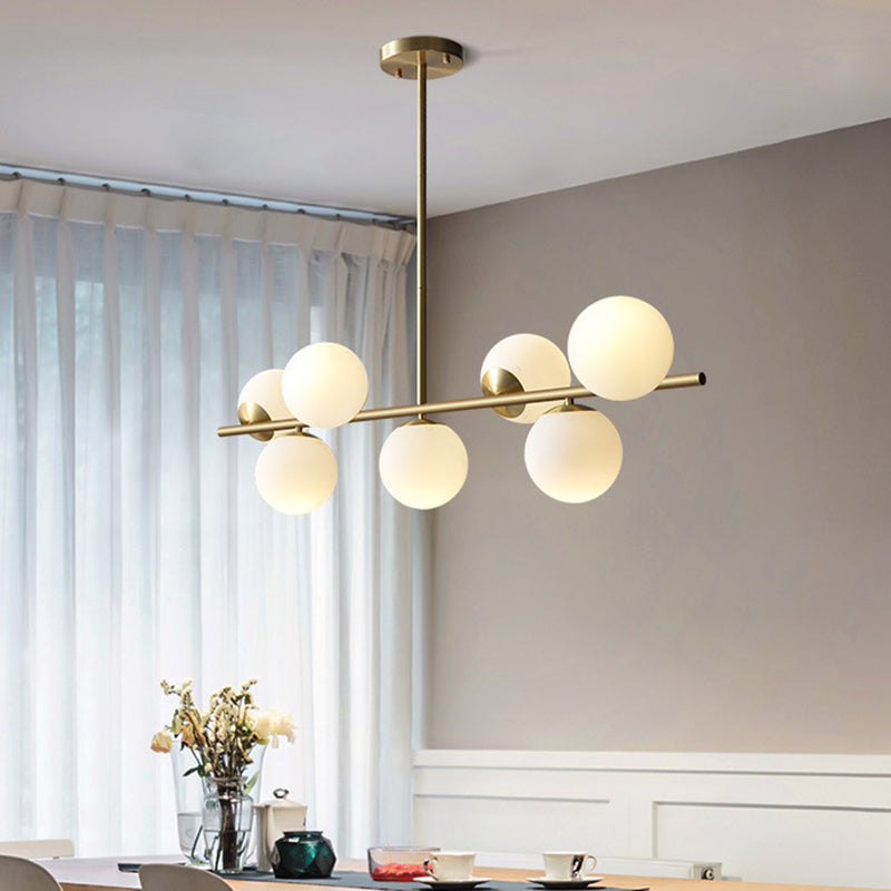 Luce isola a 7 luci d'oro nella moderna luce a sospensione di rame Sputnik in stile creativo con tonalità di vetro