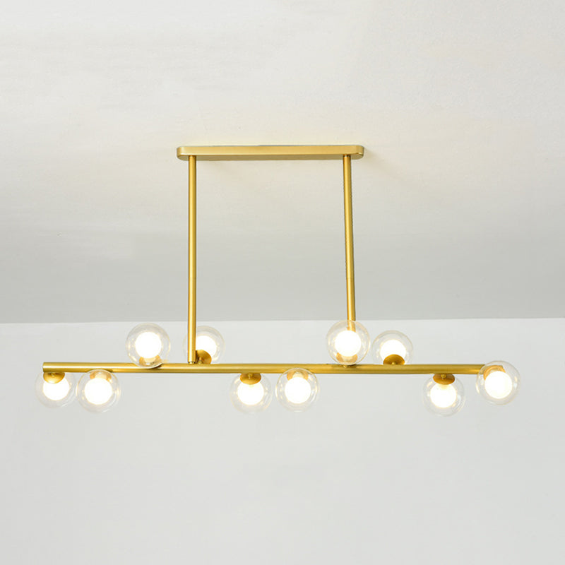 Luz de plancha de hierro forjado de la isla de la isla Sputnik moderna con sombra de vidrio transparente