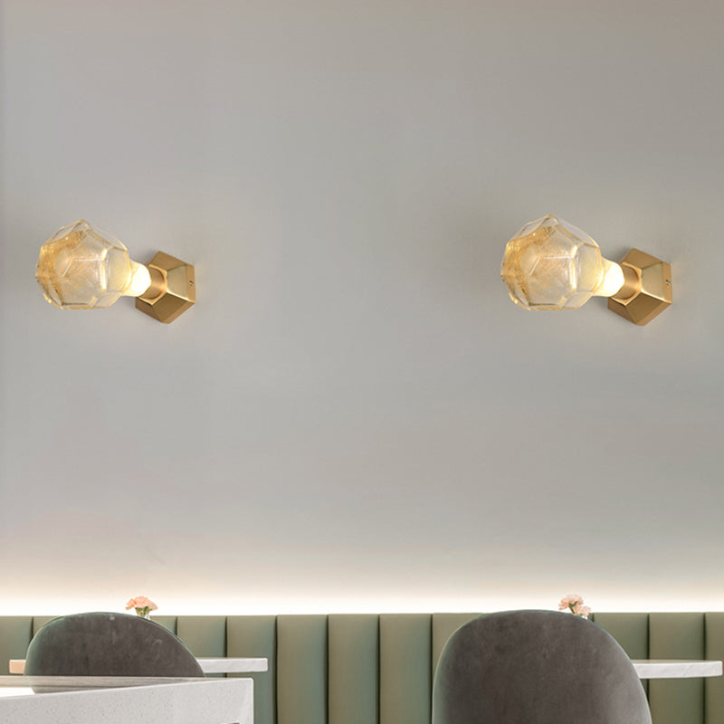 Tradicionalismo lámpara de montaje de pared geométrica LED Glass Vidia de vidrio Luz de pared en oro para restaurante