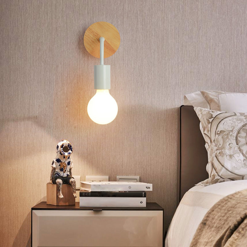 No-Bulb Sconce Light Fixture Contemporary Style Wood Bedroom Wall Mount Light Fixture
