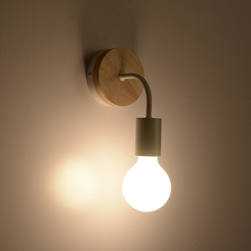No-Bulb Sconce Light Fixture Contemporary Style Wood Bedroom Wall Mount Light Fixture