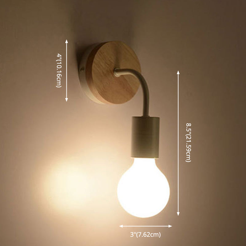 No-Bulb Sconce Light Fixture Contemporary Style Wood Bedroom Wall Mount Light Fixture