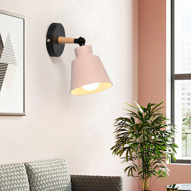 Metal Cone Shaped Sconce Light Fixture Nordic Style Wall Light Fixture for Bedroom