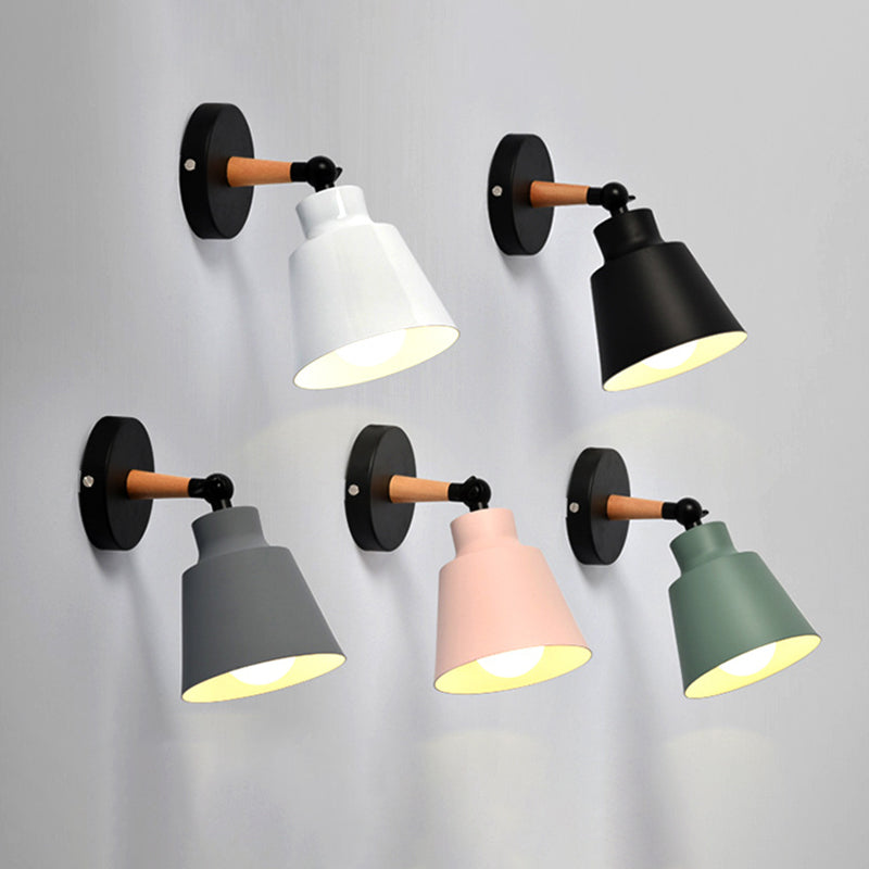 Metal Cone Shaped Sconce Light Fixture Nordic Style Wall Light Fixture for Bedroom