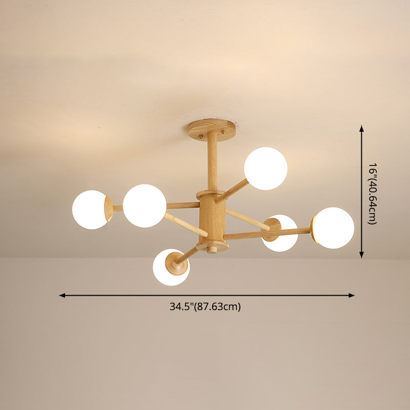 Palline lampadario a pendente a pendente in stile minimalista in legno soggiorno a sospensione Luce a sospensione