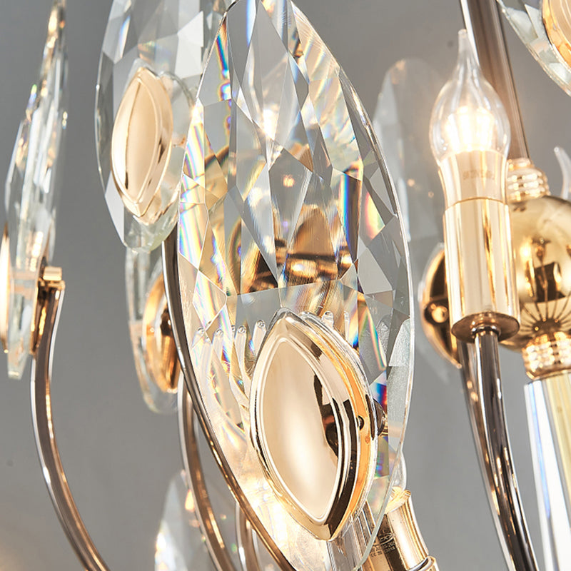 Black Branch Pendant Light in Traditional Luxury Style Stainless-Steel Chandelier with Crystal Shade
