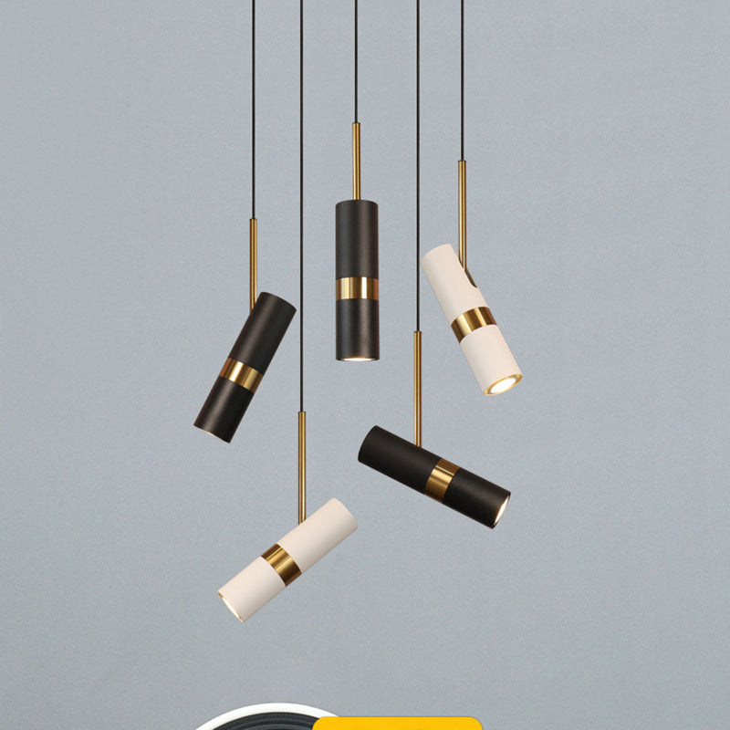 1 Light Cylinder Pendant Lighting Modern Metallic Pendant Ceiling Lights for Restaurant