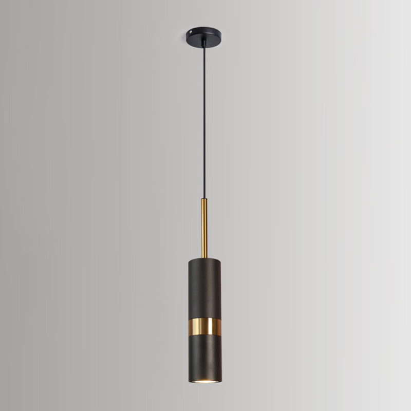 1 Light Cylinder Pendant Lighting Modern Metallic Pendant Ceiling Lights for Restaurant