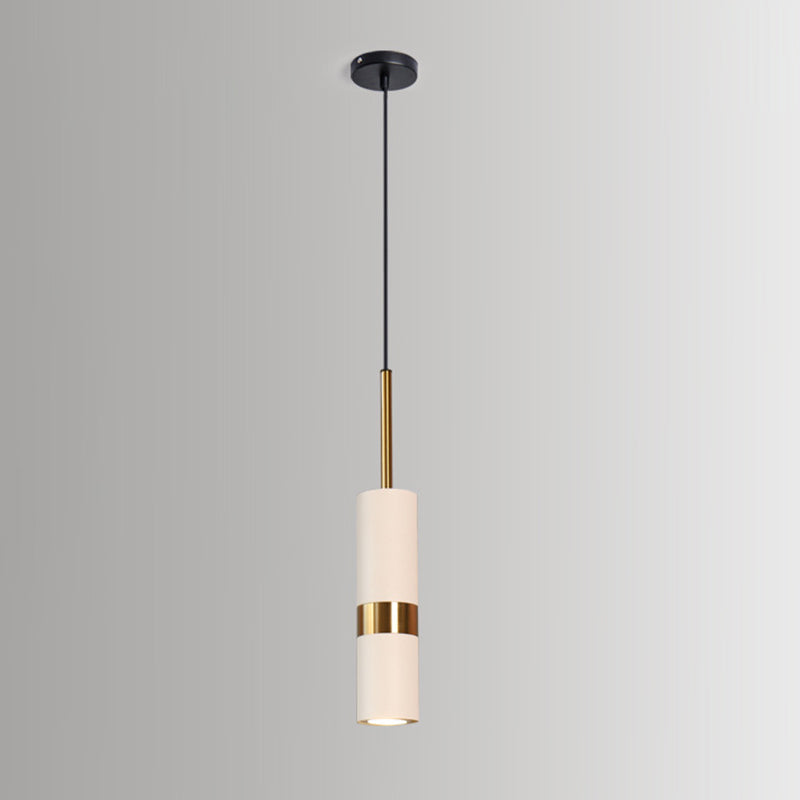 1 Light Cylinder Pendant Lighting Modern Metallic Pendant Ceiling Lights for Restaurant