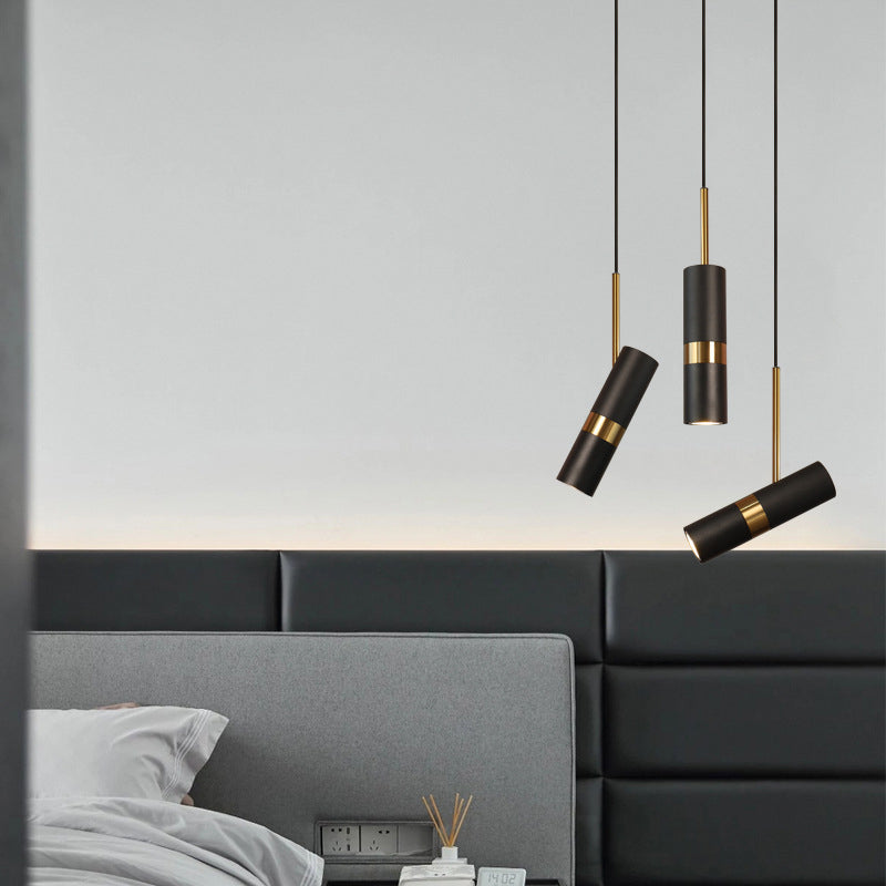 1 Light Cylinder Pendant Lighting Modern Metallic Pendant Ceiling Lights for Restaurant