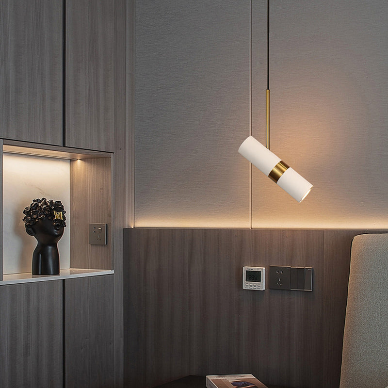1 Light Cylinder Pendant Lighting Modern Metallic Pendant Ceiling Lights for Restaurant