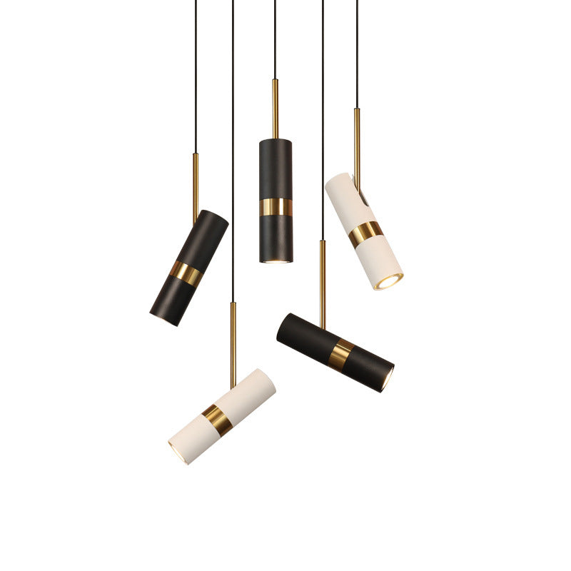 1 Light Cylinder Pendant Lighting Modern Metallic Pendant Ceiling Lights for Restaurant