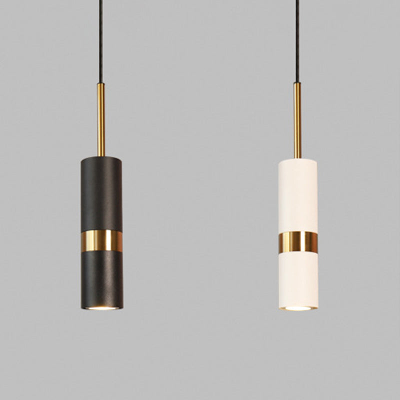 1 Light Cylinder Pendant Lighting Modern Metallic Pendant Ceiling Lights for Restaurant