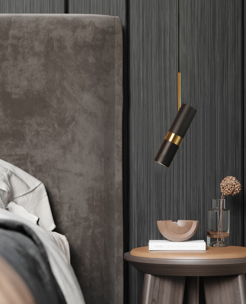 1 Light Cylinder Pendant Lighting Modern Metallic Pendant Ceiling Lights for Restaurant