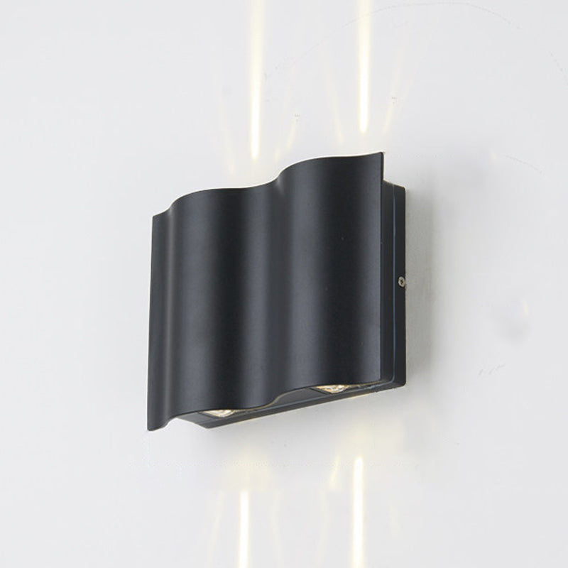 Black Rectangular Outdoor LED Wall Lamp in Modern Creative Style Aluminium Waterproof Wall Sconce