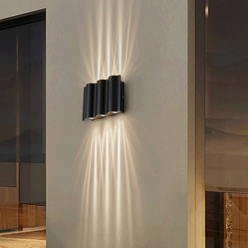 Black Rectangular Outdoor LED Wall Lamp in Modern Creative Style Aluminium Waterproof Wall Sconce
