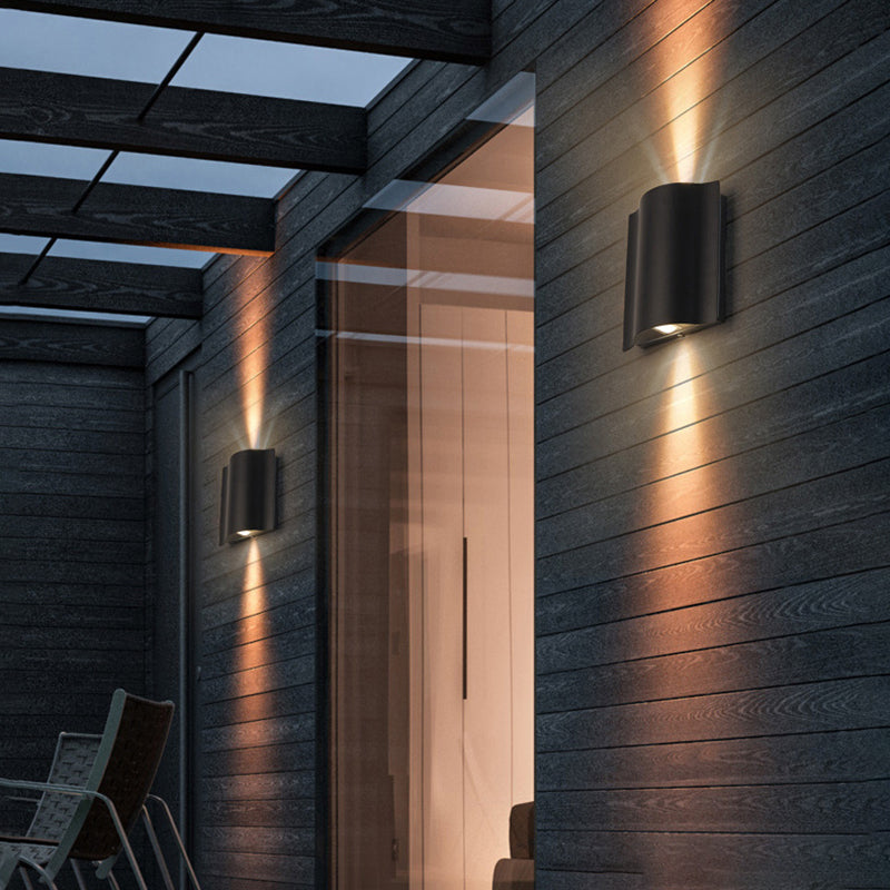 Black Rectangular Outdoor LED Wall Lamp in Modern Creative Style Aluminium Waterproof Wall Sconce