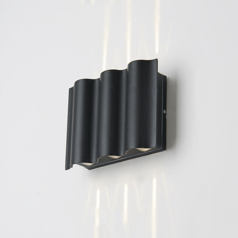 Black Rectangular Outdoor LED Wall Lamp in Modern Creative Style Aluminium Waterproof Wall Sconce