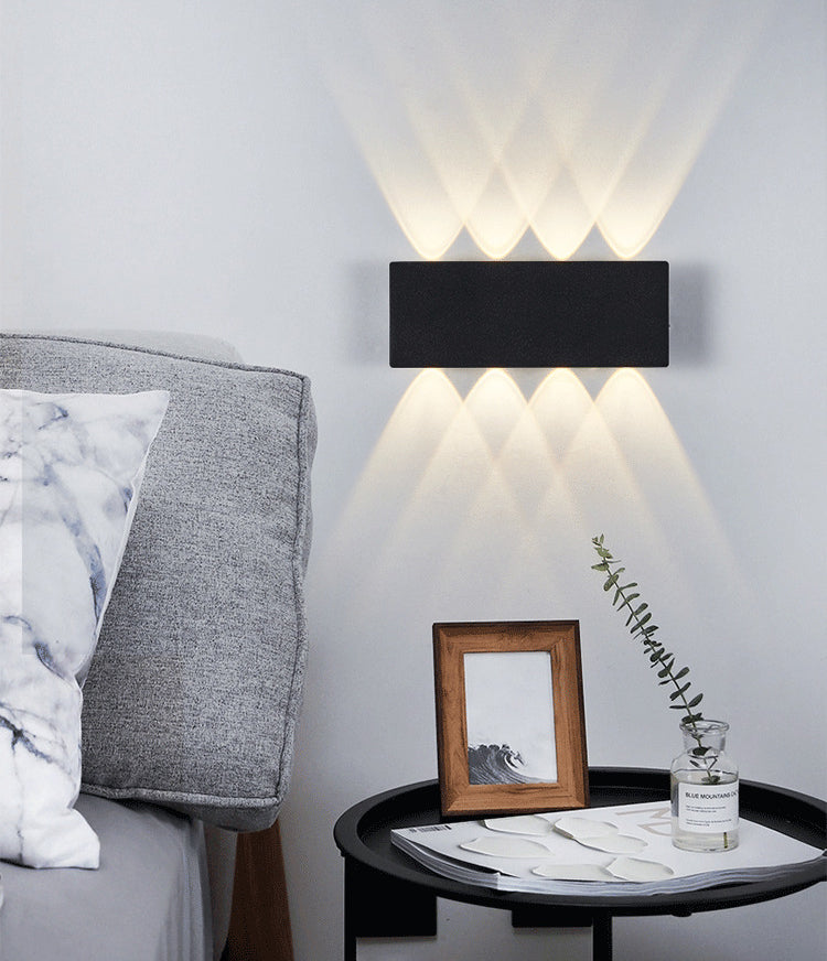 Lámpara de pared LED creativa moderna de aluminio Rectangular Rectangular Water Light en negro