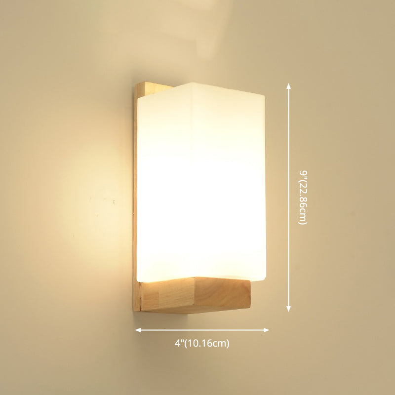 Wood Geometric Wall Sconce Lighting Simplicity-Style Wall Lighting Fixture in Beige