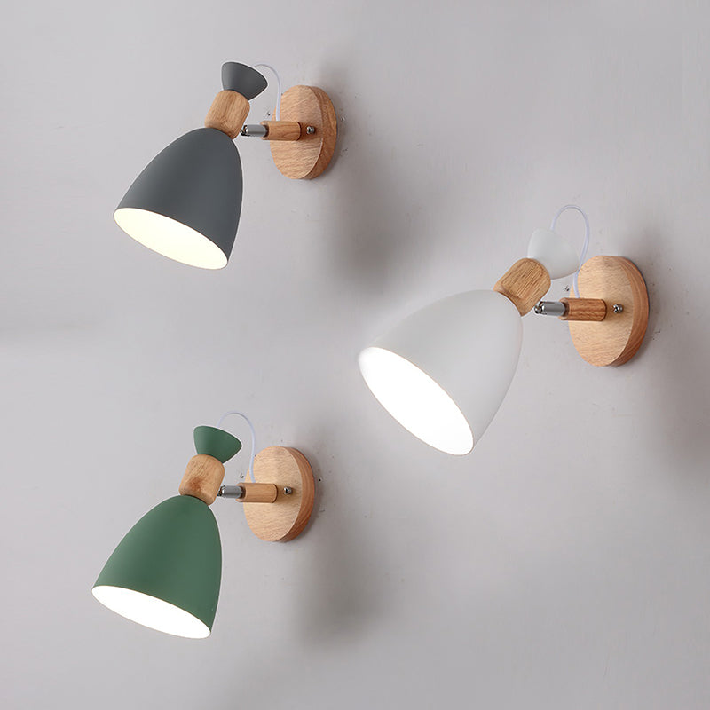 Lámpara de luz cónica de estilo nórdico de estilo de metal de la pared de la pared de la pared del dormitorio