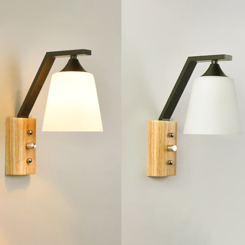Minimalist Cone Shaped Wall Sconce Lighting Wood Living Room Wall Lighting Fixture