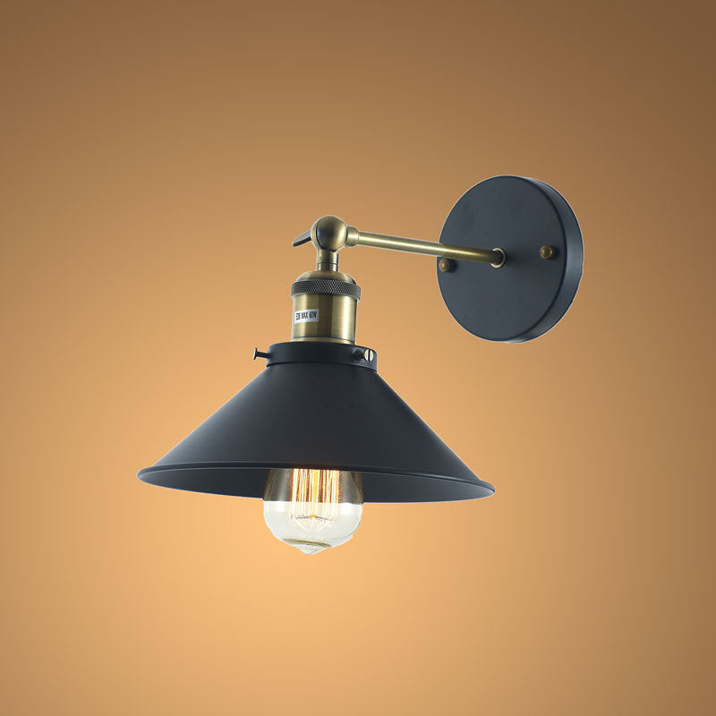 Cone Wall Mounted Lamps Vintage Industrial Metal Wall Sconces Lighting Fixtures for Courtyard