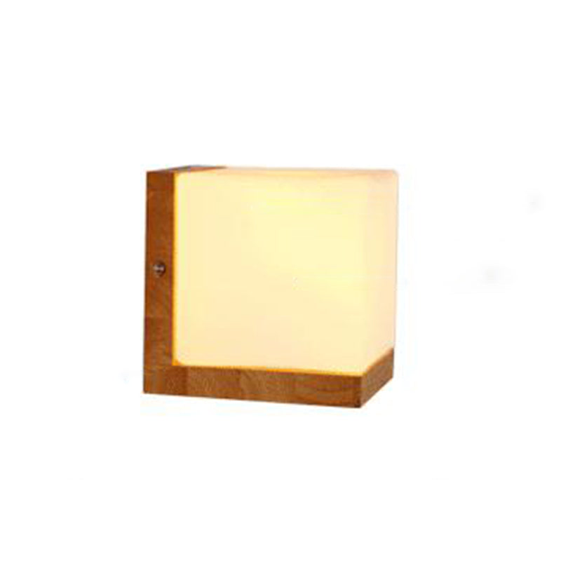 Square Wall Mounted Lamp Modern Simplicity Wood Wall Mount Lamp for Living Room