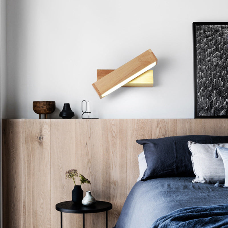Moderne einfache HolzlED-Wandleuchten Rota-Tisch Wandmontierte Lampen für Schlafzimmer
