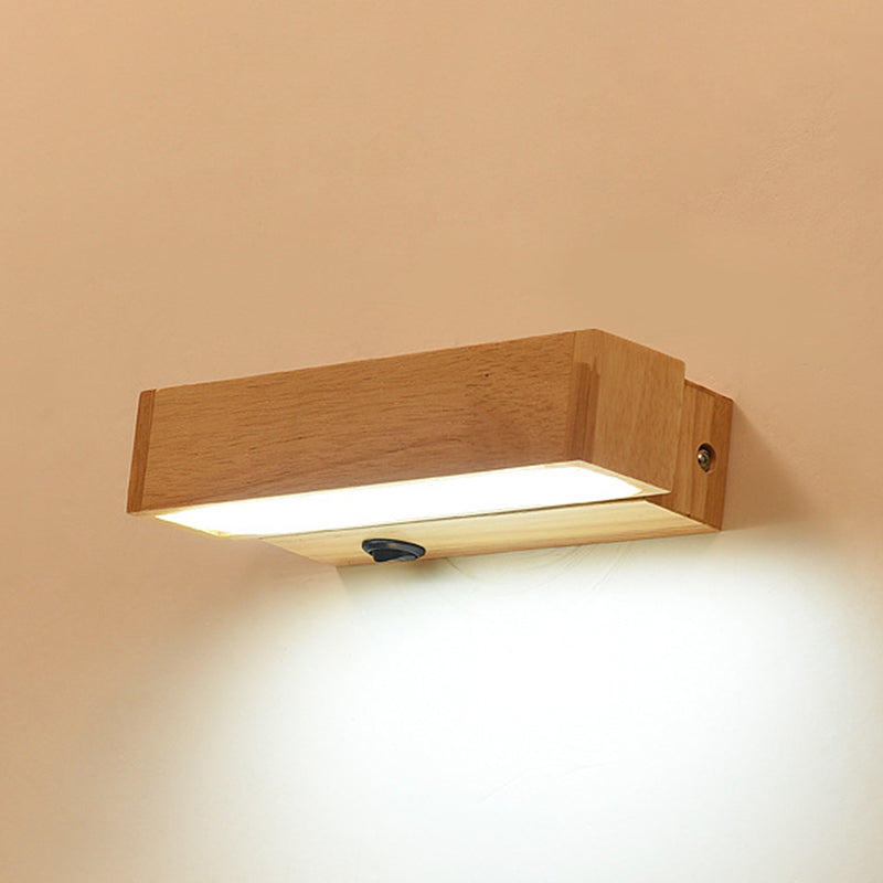 Moderne einfache HolzlED-Wandleuchten Rota-Tisch Wandmontierte Lampen für Schlafzimmer