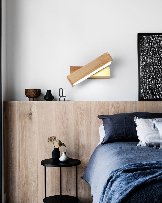 Moderne einfache HolzlED-Wandleuchten Rota-Tisch Wandmontierte Lampen für Schlafzimmer