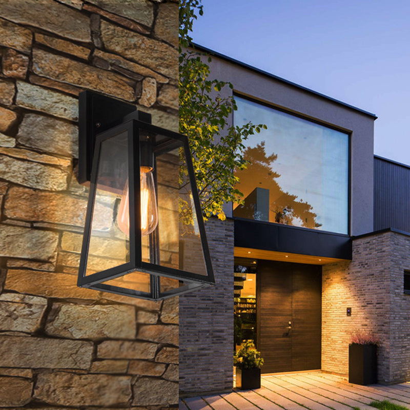 Vintage Industrial Trapezoid Wall Mount Lighting Clear Glass Wall Mounted Light Fixture