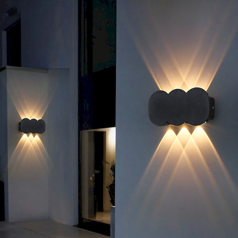 Black Outdoor LED Wall Sconce in Modern Creative Style Aluminium Geometric Waterproof Spotlight