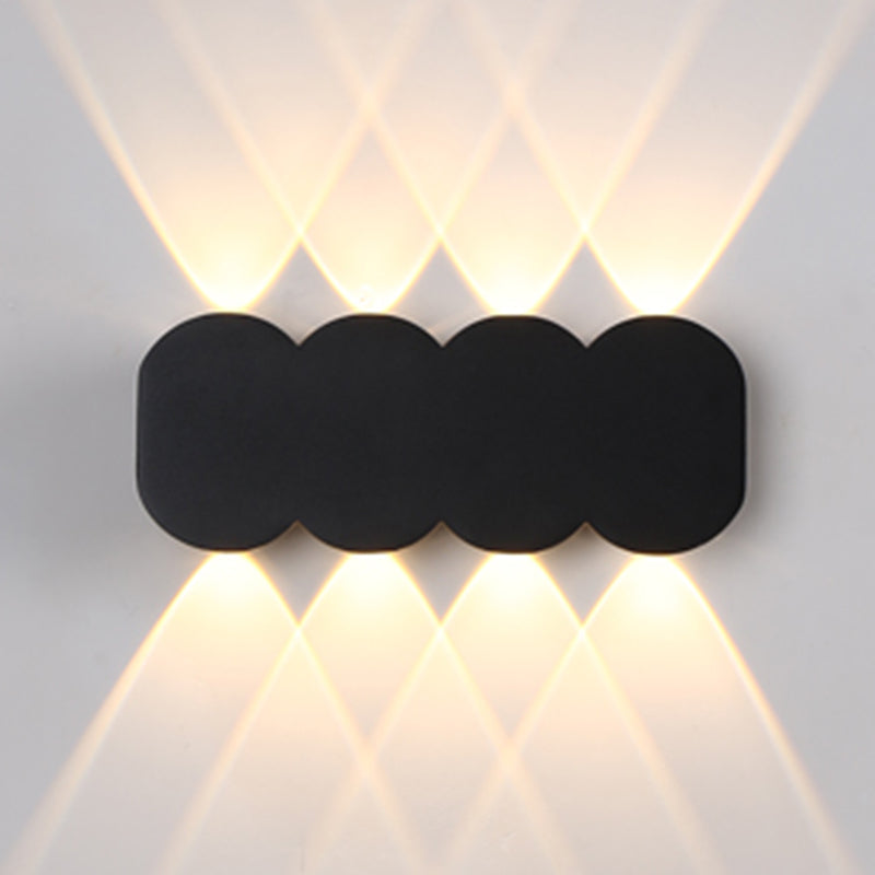 Black Outdoor LED Wall Sconce in Modern Creative Style Aluminium Geometric Waterproof Spotlight