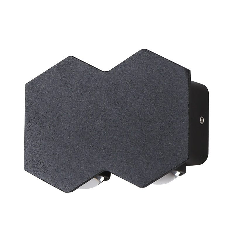 Black Outdoor LED Wall Sconce in Modern Creative Style Aluminium Geometric Waterproof Spotlight