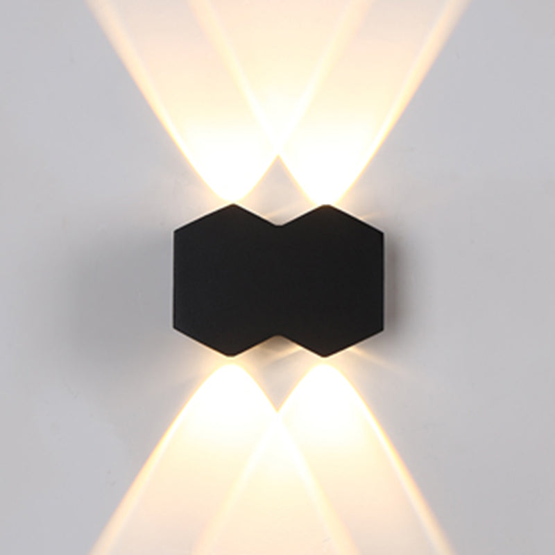 Black Outdoor LED Wall Sconce in Modern Creative Style Aluminium Geometric Waterproof Spotlight