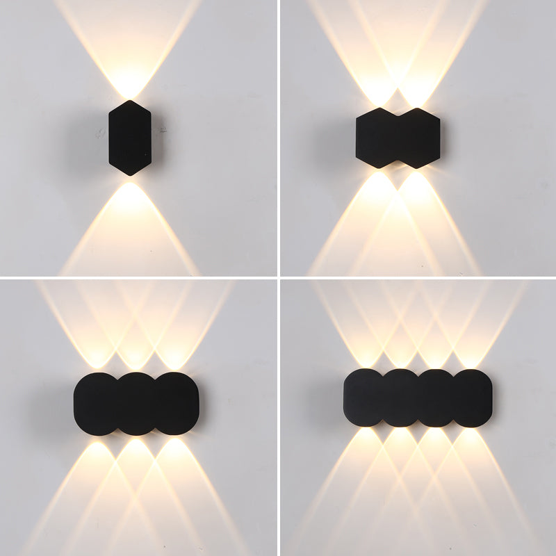 Black Outdoor LED Wall Sconce in Modern Creative Style Aluminium Geometric Waterproof Spotlight